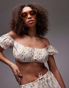 Укороченный топ-бандо Emory Park с цветочным принтом и сборками, в нескольких частях комплекта