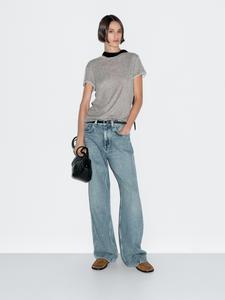 Футболка с коротким рукавом и двойной отделкой Massimo Dutti, Grey Marl