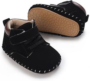 Детские кроссовки SOFMUO для мальчиков и девочек, высокие на щиколотку, из искусственной кожи, с нескользящей подошвой, мягкой резиновой подошвой, для малышей, детская обувь для униформы, A4/Black