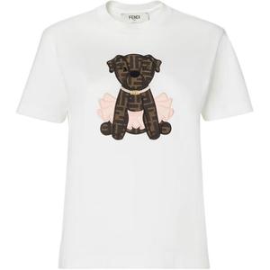 Футболка Itina с аппликацией в виде собаки Fendi, белый