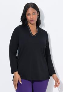 Топ Ulla Popken Long sleeved top, Black
