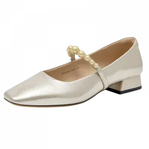 GEMEIQ Женские туфли Мэри Джейн на массивном каблуке — светло-золотистые, цвет Light Gold