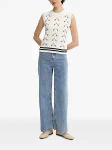 Жилет с помпонами, связанный косами PS Paul Smith, белый