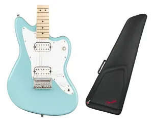 Squier Mini Jazzmaster HH - Daphne Blue + Чехол для мини-электрогитары Fender FEMS-610