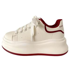 Низкие женские скейтерские кеды JimiXiong, бежевый/красный