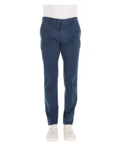 Очень узкие брюки из хлопка и шелка Pt Torino, синий