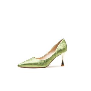 QITUMAUL Стройные каблуки на высоком каблуке женские зеленые, цвет Green[Heel Height 7.5cm]