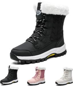 Женские зимние ботинки для снега, водонепроницаемые, с теплой меховой подкладкой, противоскользящие, удобные, для прогулок и походов, ботильоны на щиколотку MACEFIL, Black