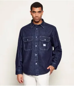 Джинсовая рубашка Ebolt oversize fit Hugo Blue, темно-синий