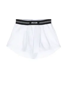 Шорты со складками и логотипом MSGM Kids, белый