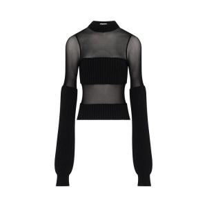 Свитер Jean Paul Gaultier Mesh Cut-Out Ribbed Long-Sleeve Sweater, Black