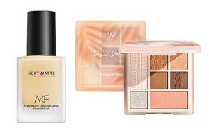 Тональная основа Soft Matte Long Lasting Makeup увлажняющая жидкая + палетка теней для век Enhancing Radiance на 7 цветов AKF, mist style liquid foundation 02 natural белый+eyeshadow palette 02 sunset mocha