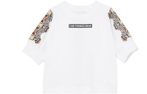 Футболка детская Burberry с принтом на рукавах, белый