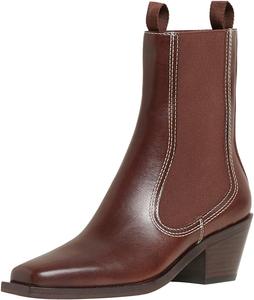 Женские ботильоны FOWT на платформе с квадратным носком и высокой голенью, массивным средним каблуком, короткие ботинки, удобно надевать, повседневная обувь для улицы, размеры 4-16 US, Brown