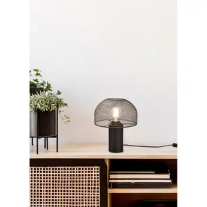 Настольная лампа Elenoire E27 1 шт. Грибовидная лампа, настольная лампа, лампа для письменного стола с решетчатым абажуром Leonique, черный
