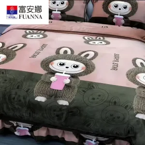 Fuanna Пододеяльник 220х240 см из утолщенного молочного велюра, дизайн Love Heart Party