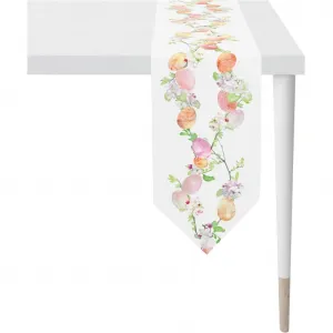 Скатерть 6907 Счастливой Пасхи, Пасхальный декор, Пасха Цифровая печать Apelt, белый/оранжевый/желтый/зеленый