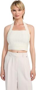 GUESS Women's Sleeveless Halter Strap Sofie Top, Dove White
