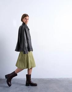 Юбка миди Topshop из натуральной замши цвета авокадо