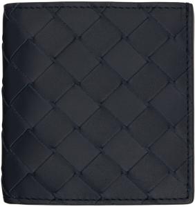 Тонкий складной кошелек Navy Intrecciato Bottega Veneta