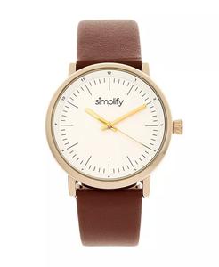 Кварцевые часы The 6200 с белым циферблатом, натуральная коричневая кожа, 39 мм Simplify, коричневый
