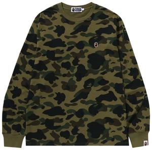 Футболка с длинными рукавами BAPE 1st Camo One Point, зеленая, зеленый