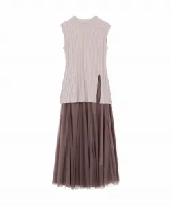 Комплект из юбки и тюля из трикотажа с люрексом Jill By Jill Stuart, цвет Mocha