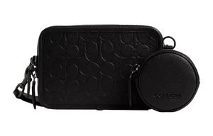 Кожаная наплечная сумка через плечо Charter Cow, черная COACH для мужчин