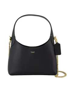 Черная кожаная сумка через плечо с цепочкой Coach, черный