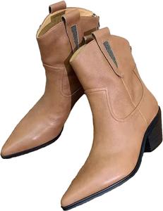 Ботинки Woman Pointed Toe Slip-On Ankle Boots String Bead Western Cowboy Boots Women Generic, Back Zipper5