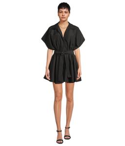 Платье Norma Kamali Super Oversized Sleeveless Boyfriend Neck Shirt Flared Mini Dress, черный