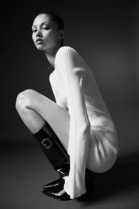 Облегающее платье из трикотажа в рубчик H&M, белый