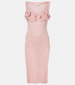 Платье-бюстье из смесового шелка с цветочной аппликацией Magda Butrym, розовый