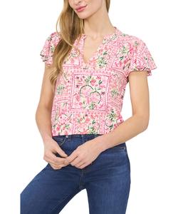 Блуза CeCe V-Neck Shirred Flutter Sleeve Blouse, New Ivory