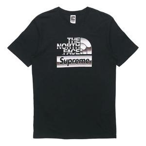 Футболка ss18 x the north face metallic logo tshirt black logo tee Supreme, черный