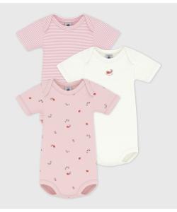 Боди с короткими рукавами и принтом (комплект из 3 штук)