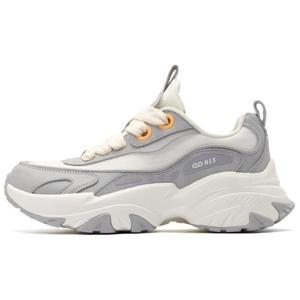 QIAODAN Женские кроссовки с низким верхом и массивной подошвой, устойчивые к истиранию, серо-белые