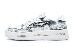 LINING Понтонные лодки Ink Wash Tsunami амортизирующие, износостойкие лоу-топ скейтборд кроссовки Unisex белый серый