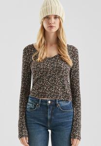 Топ QS Long sleeved top, Schwarz/Multi-Coloured