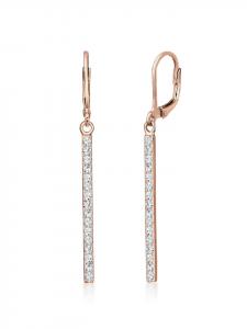 Elli Серьги из серебра 925 пробы, геометрический узор, прямоугольная форма, отделка розовым золотом