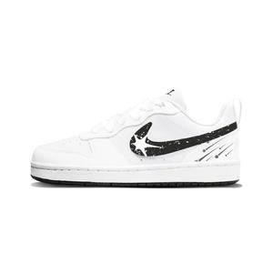 Nike Court Borough устойчивые к истиранию низкие детские скейтбординговые кроссовки White Black Unisex