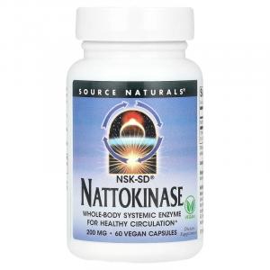 Source Naturals, NSK-SD, наттокиназа, 200 мг, 60 веганских капсул