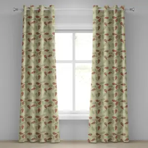 Штора на люверсах ABAKUHAUS с узором пейсли, современный дизайн, с цветочным рисунком в виде листьев, декоративная, двухпанельная, 280 см x 225 см, цвет красный и светло-зеленый Abakuhaus