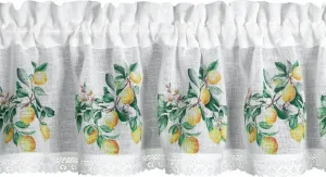 EUROFIRANY | Штора для кафе - 30 x 150 см - белая штора для бистро - с растительным мотивом Eurofirany