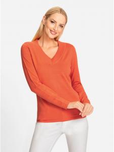 Свитер с V-образным вырезом оранжевого цвета Heine