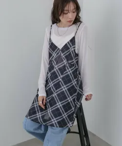 Прозрачное мини-платье-майка в клетку