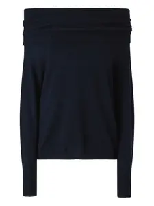 Джемпер в рубчик с открытыми плечами Pinko, синий