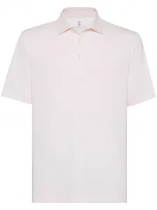 Рубашка поло из смесового органического хлопка Brunello Cucinelli, розовый