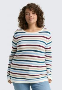 Джемпер TOM TAILOR Jumper, Teal Colored Ottoman Knit/Multi-Coloured