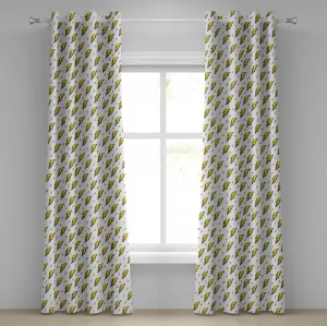 Абстрактная штора на люверсах ABAKUHAUS, винтажный фон из 80-х, громоотводы на фоне страниц блокнота, ретро, декоративные двухпанельные шторы, 280 см x 245 см, желтый, черный, белый